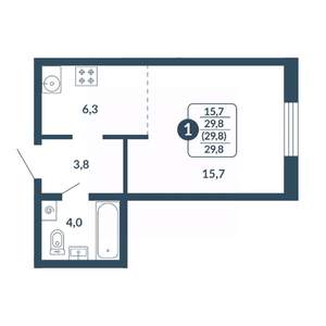 Студия квартира, вторичка, 30м2, 2/17 этаж