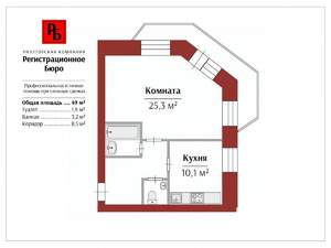 1-к квартира, вторичка, 49м2, 5/9 этаж