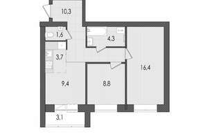 3-к квартира, вторичка, 58м2, 7/9 этаж