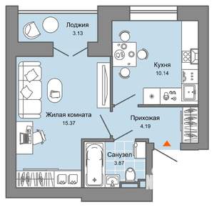 1-к квартира, вторичка, 35м2, 7/8 этаж