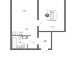 2-к квартира, вторичка, 48м2, 11/17 этаж