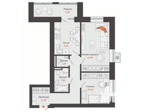 2-к квартира, вторичка, 57м2, 4/7 этаж