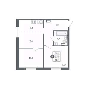 3-к квартира, вторичка, 53м2, 10/17 этаж