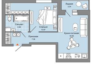 2-к квартира, вторичка, 45м2, 7/8 этаж