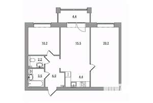 3-к квартира, вторичка, 66м2, 3/6 этаж