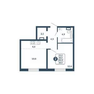 2-к квартира, вторичка, 39м2, 9/17 этаж