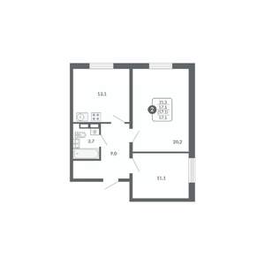 2-к квартира, вторичка, 57м2, 5/17 этаж