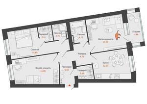 3-к квартира, вторичка, 84м2, 3/8 этаж