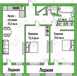 3-к квартира, вторичка, 61м2, 9/10 этаж