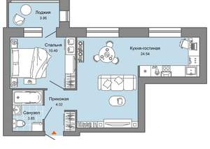 1-к квартира, вторичка, 45м2, 1/8 этаж