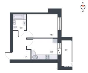 1-к квартира, вторичка, 41м2, 12/12 этаж