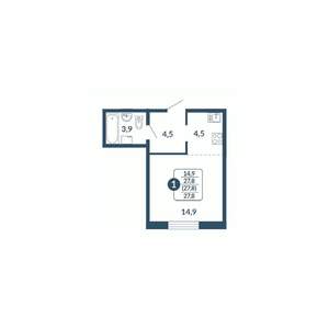 1-к квартира, вторичка, 28м2, 12/17 этаж