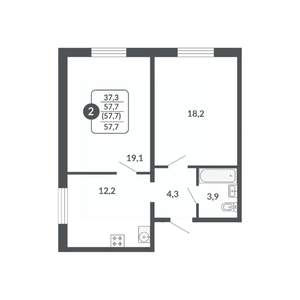 2-к квартира, вторичка, 58м2, 14/17 этаж