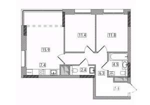 3-к квартира, вторичка, 66м2, 17/17 этаж