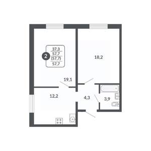 2-к квартира, вторичка, 58м2, 9/17 этаж