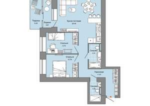 2-к квартира, вторичка, 69м2, 1/8 этаж
