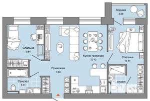 3-к квартира, вторичка, 64м2, 4/6 этаж