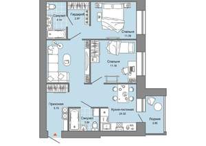 2-к квартира, вторичка, 66м2, 2/8 этаж