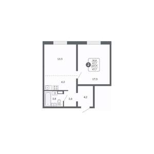 2-к квартира, вторичка, 48м2, 14/17 этаж