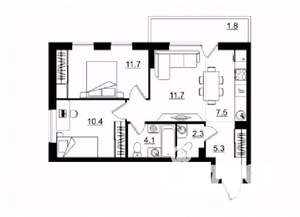 3-к квартира, строящийся дом, 55м2, 11/11 этаж