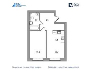 2-к квартира, вторичка, 42м2, 1/6 этаж