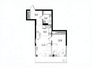 2-к квартира, строящийся дом, 43м2, 9/11 этаж