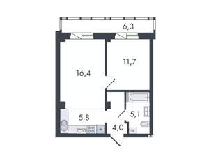 2-к квартира, вторичка, 49м2, 5/16 этаж