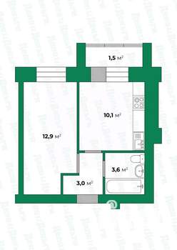 1-к квартира, вторичка, 30м2, 1/3 этаж