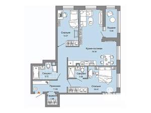 2-к квартира, вторичка, 83м2, 2/8 этаж