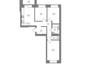 3-к квартира, вторичка, 67м2, 1/12 этаж