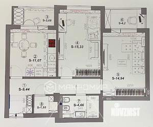 2-к квартира, вторичка, 65м2, 2/15 этаж