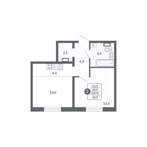 2-к квартира, вторичка, 39м2, 14/17 этаж