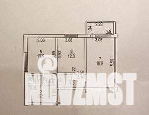 2-к квартира, вторичка, 54м2, 6/10 этаж