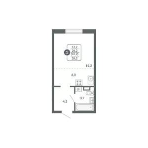 Студия квартира, вторичка, 26м2, 8/17 этаж