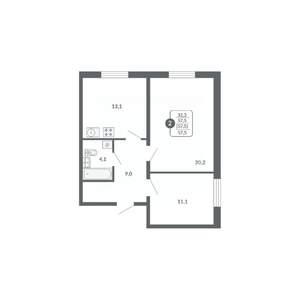 2-к квартира, вторичка, 58м2, 2/17 этаж