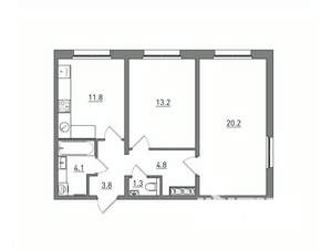 2-к квартира, вторичка, 59м2, 8/17 этаж