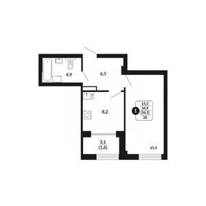 1-к квартира, вторичка, 37м2, 5/17 этаж