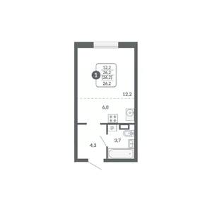 Студия квартира, вторичка, 26м2, 8/17 этаж