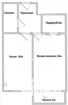 1-к квартира, вторичка, 34м2, 3/3 этаж