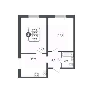 2-к квартира, вторичка, 58м2, 7/17 этаж