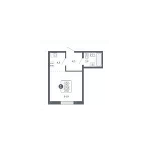 1-к квартира, вторичка, 28м2, 2/17 этаж