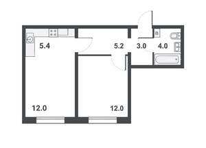 2-к квартира, вторичка, 42м2, 14/16 этаж