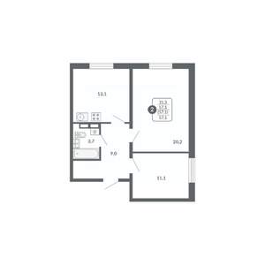 2-к квартира, вторичка, 57м2, 4/17 этаж