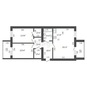 2-к квартира, вторичка, 74м2, 3/17 этаж