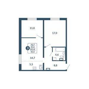 3-к квартира, вторичка, 62м2, 5/17 этаж