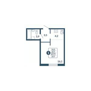 1-к квартира, вторичка, 28м2, 13/17 этаж