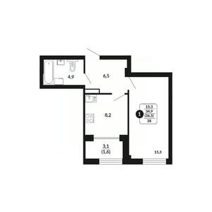 1-к квартира, вторичка, 37м2, 10/17 этаж