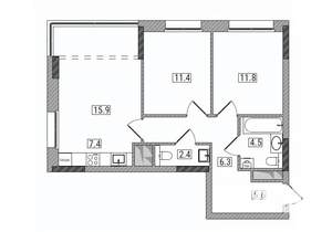 3-к квартира, вторичка, 65м2, 17/17 этаж