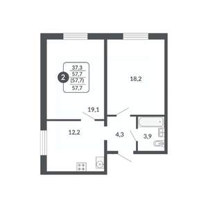 2-к квартира, вторичка, 58м2, 17/17 этаж