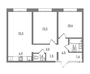 3-к квартира, вторичка, 60м2, 4/16 этаж